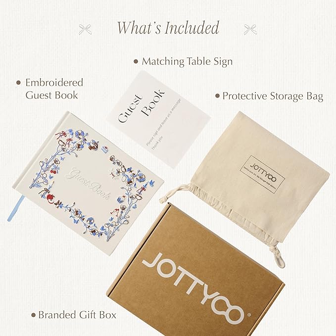 Embroidered Wedding Guest Book, 9 x 7 in, 160 Acid-Free Pages (Ivory) | 120gsm acid-free paper, lay-flat binding for weddings, baby showers, anniversaries, graduations and birthdays. - Image 6