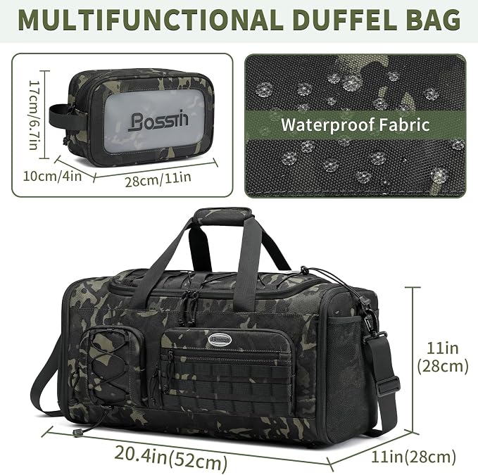 BOSSTIN Gym Bag for Men & Women, 45L-50L Expandable Sports Duffle Bag | Convertible Duffel Backpack, Comes with Toiletry Bag, Shoe Compartment & Wet Pocket, for Workout, Weekender, Overnight Travel - Image 2