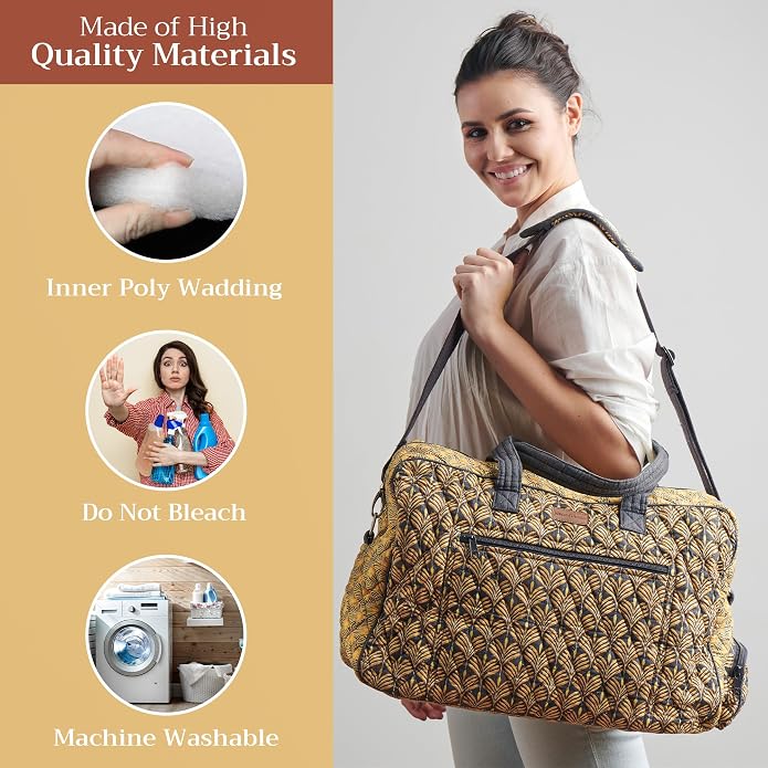 Maison d' Hermine Weekender Bags for Women Cotton Quilted Duffel Overnight Luggage Weekend Bag for Men Gym Gifts Travel | Overnight Luggage Weekend Bag for Men Gym Sports Gifts Duffle bag Business Travellers Trip Spring Summer - Image 2