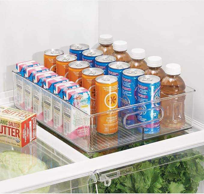 iDesign Divided Pantry Bin with Handles, Set of 3, Clear | For Pantry, For Refrigerator, For Freezer - Image 3