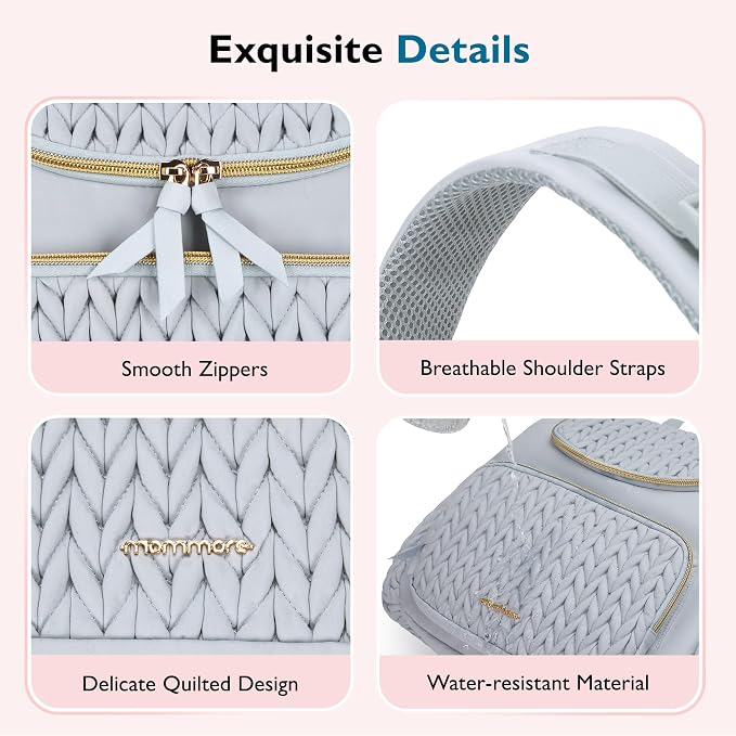 mommore Diaper Bag Backpack, Stylish Mini Baby Bag with Changing Pad | Insulated Pockets & Stroller Straps Small Diaper Backpack Compact Maternity Bag for Baby Essentials, Hospital & Daily Work - Image 6