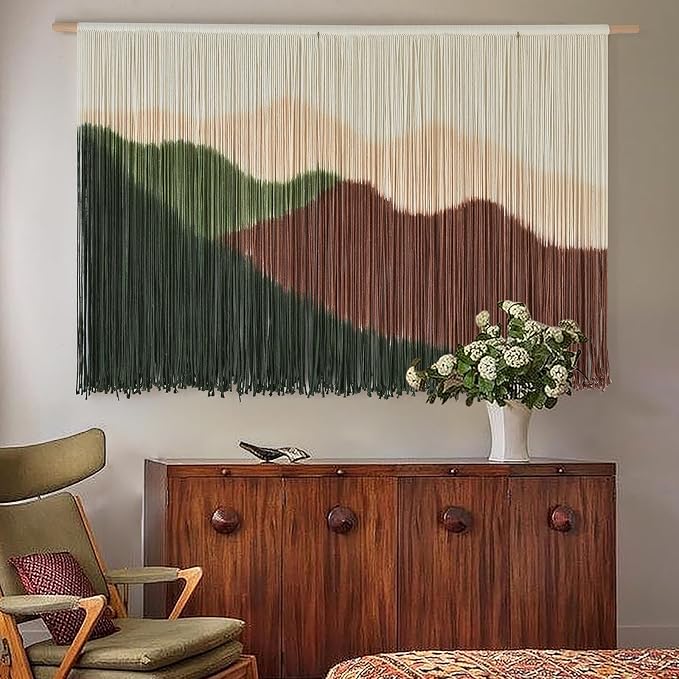 Macrame Wall Hanging Mountain Landscape Boho Wall Art Large Decor 57"W*35"L | Home Office Decor, Entryway Wall Art, Hallway Accent, Nursery Decoration, College Dorm Style, Housewarming Gift - Image 4