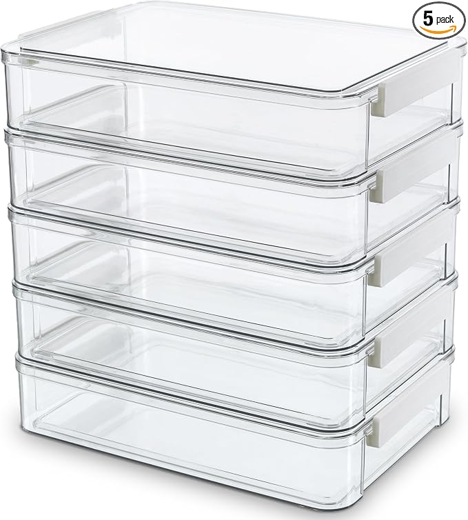 Citylife 5Packs 13''x9''Paper Storage Box with Lids, Clear Organizer | Stackable File Box for Organizing A4 Paper, Letters, Documents, Art Supplies, and Crafts,Project Case by CITYLIFEHomeOrganization