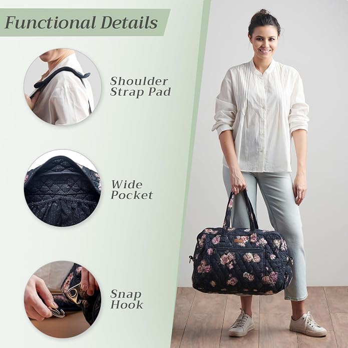 Maison d' Hermine Weekender Bags for Women Cotton Quilted Duffel Overnight Luggage Weekend Bag for Men Gym Gifts Travel | Overnight Luggage Weekend Bag for Men Gym Sports Gifts Duffle bag Business Travellers Trip Spring Summer - Image 5