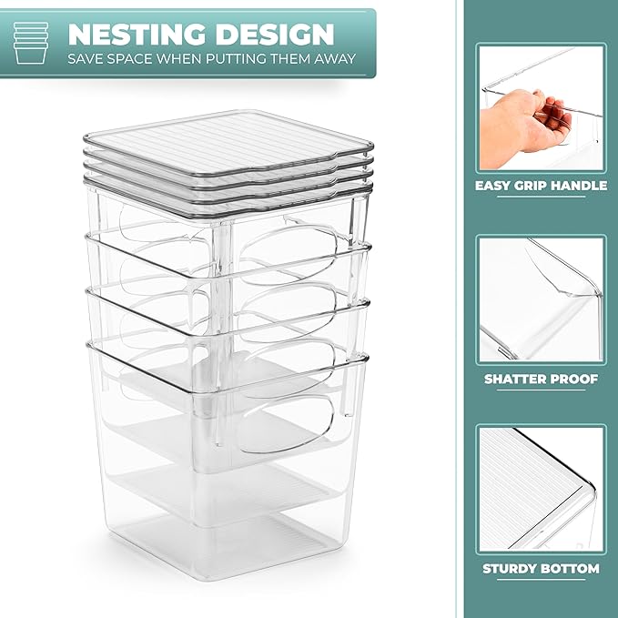 Sorbus Small Clear Plastic Storage Bins with Lids, Clear Stackable Storage Bins, Laundry Room Organizer Bins, Office, Classroom, Playroom, Bathroom, Laundry Room Organization and Storage (2 Pack) - Image 6