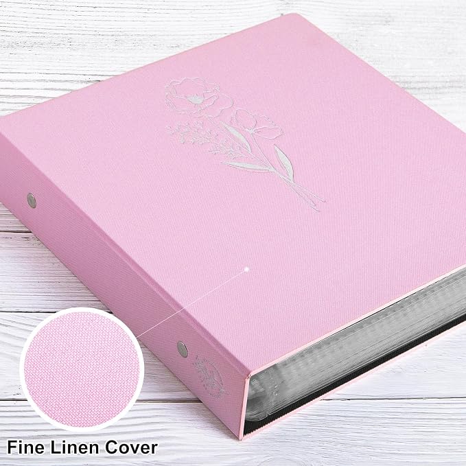 Lanpn Scrapbook Photo Album 12x12 2 Packs, Linen Cover Archival Acid Free Top Load 3 Ring Binder Folder Photo Book 12 x 12 with 30 Plastic Sleeves 60 Pages Pink - Image 3