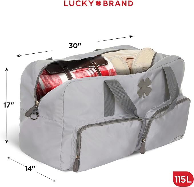 Lucky Brand Large Duffle Bag for Travel, Foldable Weekender Duffel bag | Travel Overnight Duffel bag, Adjustable Shoulder Strap, Front Zip Pockets, Spacious Capacity, Unisex Lightweight Travel Bag - Image 2