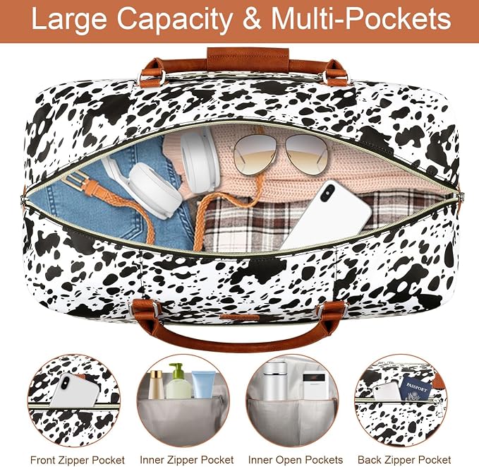 ITIEZY Weekender Bag for Women 21.5" Travel Duffel Large Carry On Bag 3PCS | Nylon Duffel Bag with Waterproof Shoe Compartment, Crossbody Bag and Toiletry Bag, Travel Weekend Hospital Overnight Gym Bag - Image 4