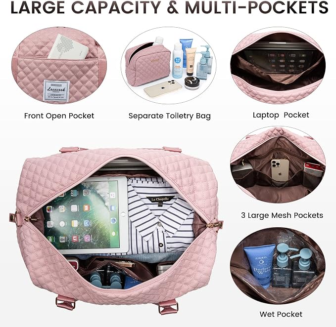 LOVEVOOK Travel Duffle Bag,Weekender Bags for Women with Shoe Compartment，Carry on Overnight Bag with Toiletry Bag,Gym Duffel Bag with Wet Pocket, Hospital Bags for Labor and Delivery - Image 3