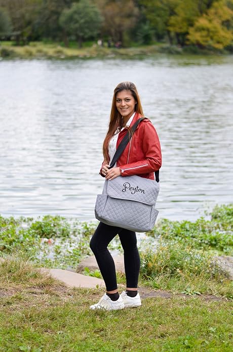 PERSONALIZED Large Diaper Bag Messenger Bag Baby Shoulder Bag Monogram Custom Diaper bag - Image 4