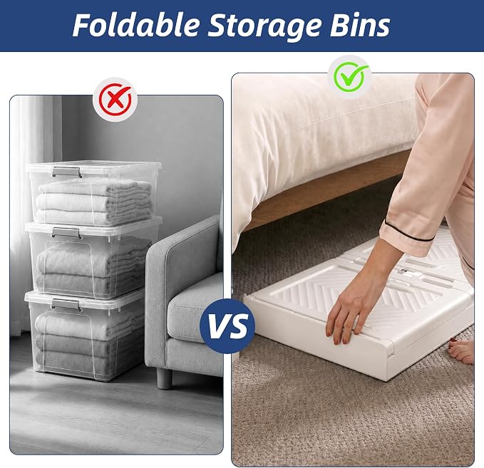 SAILUN 190QT/47Gal Stackable Storage Bins with a Lid, Collapsible Storage Bins With Doors, Folding Cabinet for Home Closet Organization,4 Pack-19.7" W x 12.6" D x 44.3" H White - Image 5
