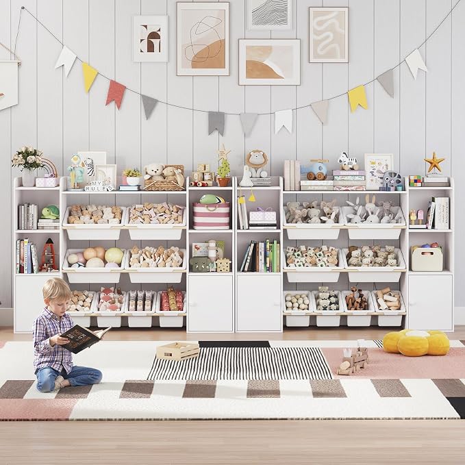 Toy Storage Organizer with 8 Toy Bins, Kids Toy Organizers and Storage with Shelf, Toddler Bookshelf and for Classroom, Living Room, Kids Room, Playroom - Image 7