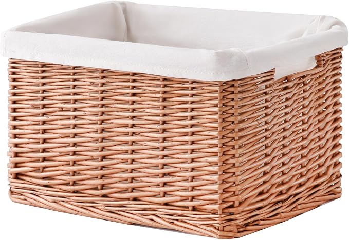 Handwoven Willow Storage Basket with Removable Cotton Liner – Eco-Friendly Organizer for Home Décor by LONGEROWickerWorks