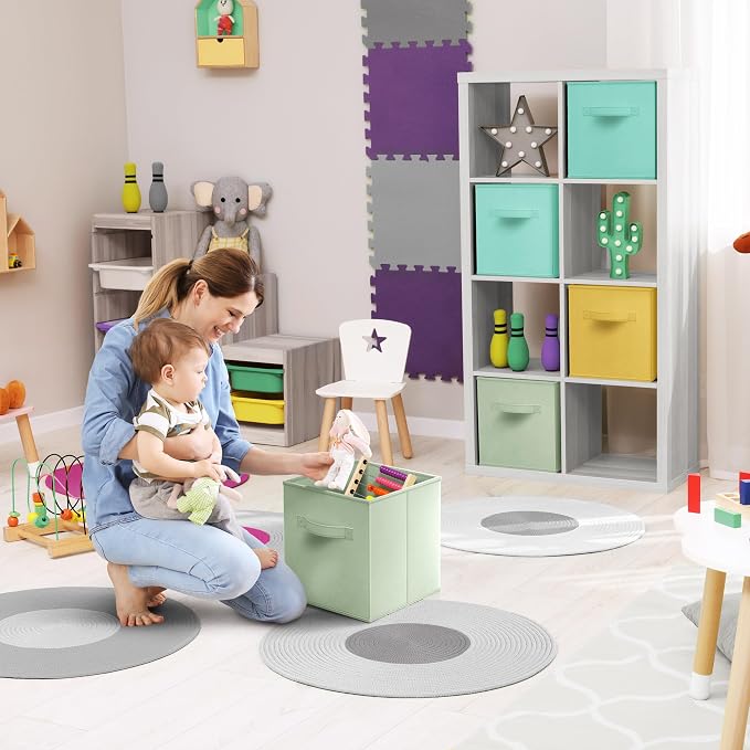 Sorbus Fabric Storage Cubes - 6 Foldable Storage Bins for Organizing Pantry, Cubbies, Toy Box - Clothes Storage & Closet Organizer - 13 Inch Collapsible Cube Baskets for Shelves with Handle - Image 3