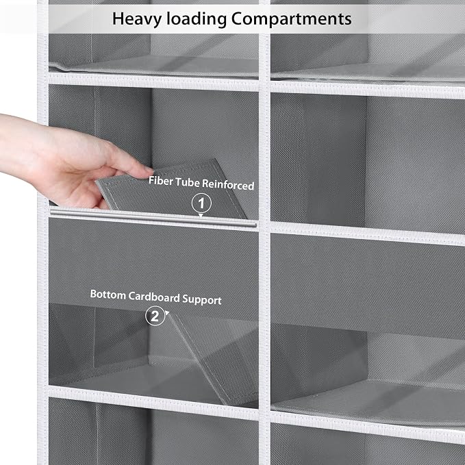 Univivi Upgraded Over the Door Organizer for Baby Nursery, Grey, 5-Shelf | Fabric Door Organizer with Clear Window Deep Pockets, Over Door Hanging Organizer for Baby Essential, Bedroom, and Dorm - Image 5