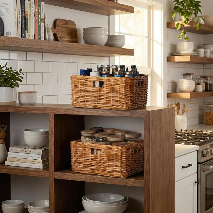 StorageWorks Pantry Baskets, Willow Storage Baskets for Organizing, Shelves, Pantry Organizers and Storage, Brown, 15" L x 11" W x 6 ¾"H - Image 6