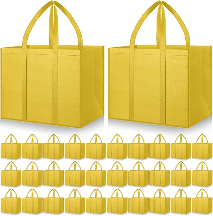 Hillban 30 Pack Large Reusable Shopping Bags Bulk | Heavy Duty Foldable Grocery Bags 16 x 13 x 10 Inch, Washable Portable Storage Totes with Reinforced Handles by Hillban