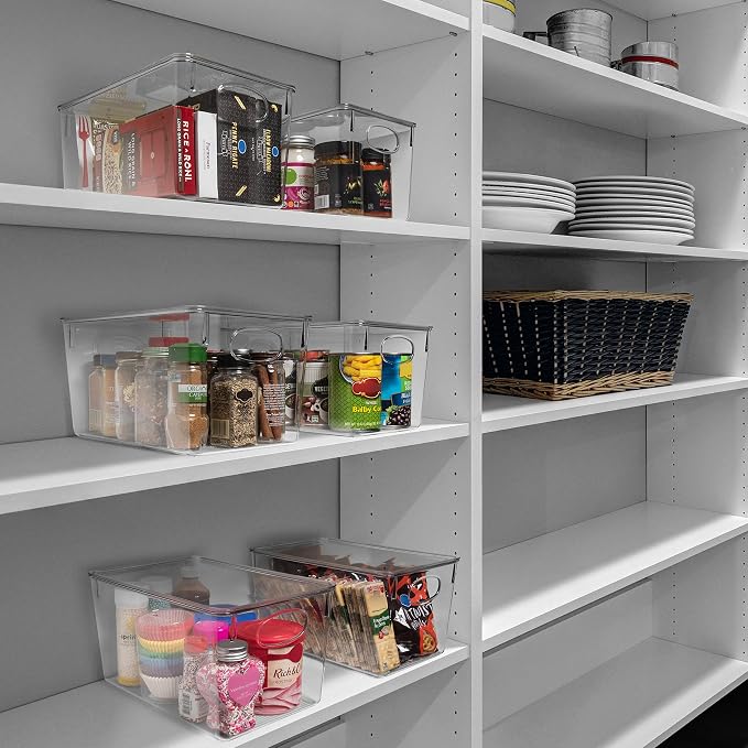 CLEARSPACE Plastic Storage Bins With lids – Perfect Kitchen Fridge Organizer, Pantry Organization, Cabinet Organizers (8 Pack) | Plastic storage bin with lid for pantry organization, refrigerator storage, and kitchen organization - Image 2