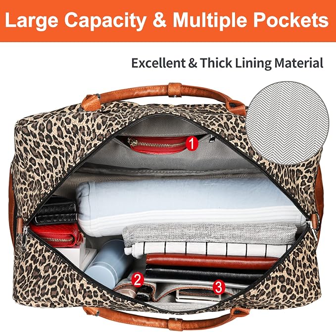 Weekender Bags for Women, 21" Weekender Travel Bag, Travel Duffle Bag with Shoe Compartment Carry on Overnight Duffel Bag for Weekend Travel Business Trip, 3PCS | 3PCS Carry On Overnight Large Duffel Bag with Crossbody Bag and Toiletry Bag for Weekend ... - Image 7