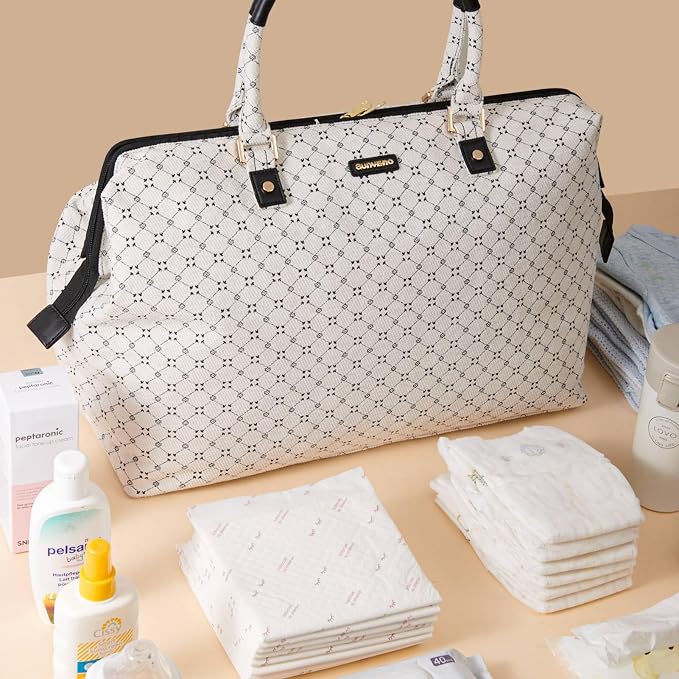 SUNVENO Mommy Bag, Large Hospital Bag with Changing Pad, Organizer Pouches & Luggage Sleeve for Travel & Diaper Essentials - Image 3