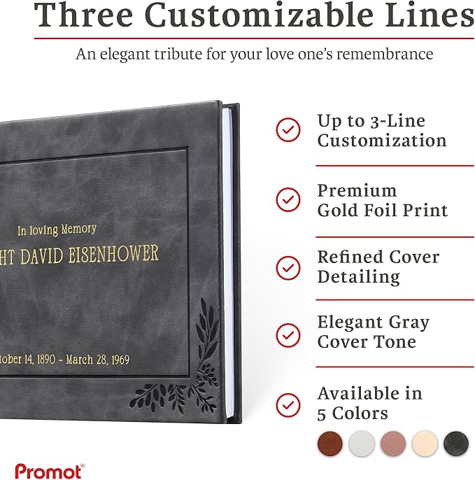 Funeral Guestbook - Guestbook for Funeral Celebration (Gray) | Elegant Memorial Keepsake, Premium Hardcover Construction, Thoughtfully Designed for Services, Lasting Tribute to Loved Ones - Image 6