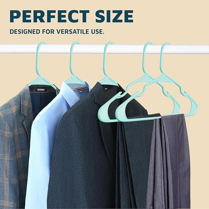 Lifemaster Plastic Clothes Hangers – Heavy Duty Hanger Set, for Organizing Clothes, Dresses, and Coat, Holds Up to 5 lbs, Space-Saving Hangers with Non-Slip Shoulder Grooves, Pack of 120, Aqua - Image 10
