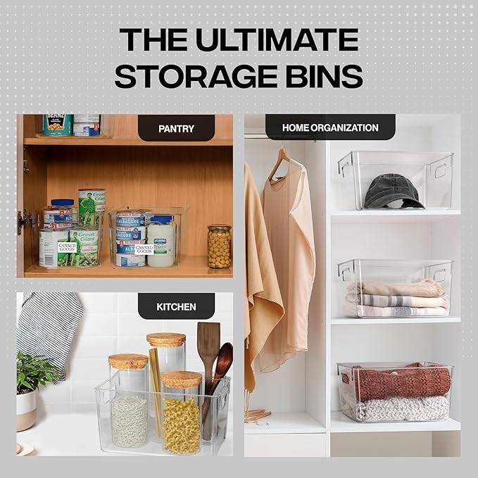 ClearSpace Clear Plastic Storage Bins – Pantry Organizers & Storage Containers, Cabinet Organizer - Home Organization Must Haves for Kitchen, Laundry Room, Office, Closet, Garage & Freezer - Image 3
