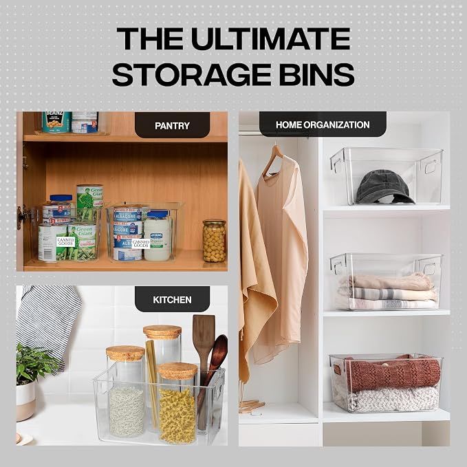 ClearSpace Clear Plastic Storage Bins – Pantry Organizers & Storage Containers, Cabinet Organizer - Home Organization Must Haves for Kitchen, Laundry Room, Office, Closet, Garage & Freezer | Clear plastic storage bins for pantry, cabinet, kitchen, laun... - Image 3