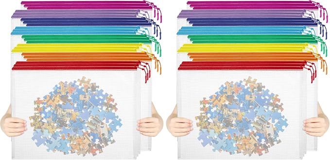 YOPCDJ 24pcs Mesh Zipper Pouch File Bags Puzzle Storage Bags, A3 17x12 Inches Large Reusable Zipper Pouches for Organizing Classroom Board Game Organization (Pack of 2) by YOPCDJ