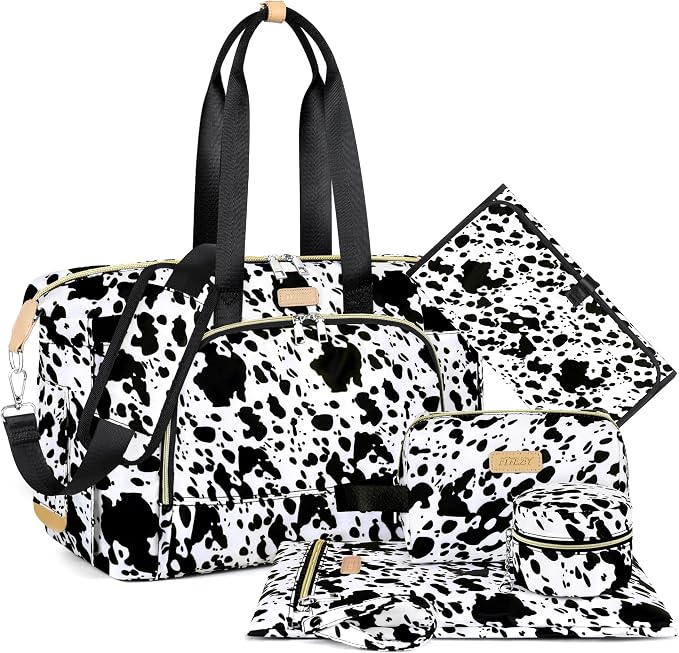 Diaper Bag Tote for Baby 7PCS, Large Mommy Bag with Portable Changing Pad | Multifunctional Hospital Bags for Labor and Delivery with Pacifier Case and Organizer Pouches,Travel Baby Bag for Boy Girl by ITIEZY