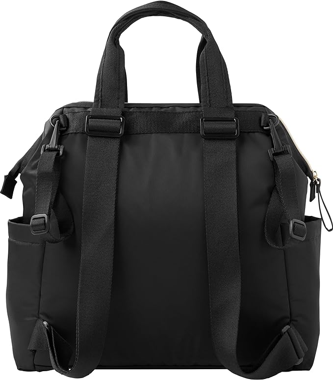 Skip Hop Diaper Bag Backpack: Mainframe Large Capacity Wide Open Structure with Changing Pad & Stroller Attachement, Black with Gold Trim - Image 6