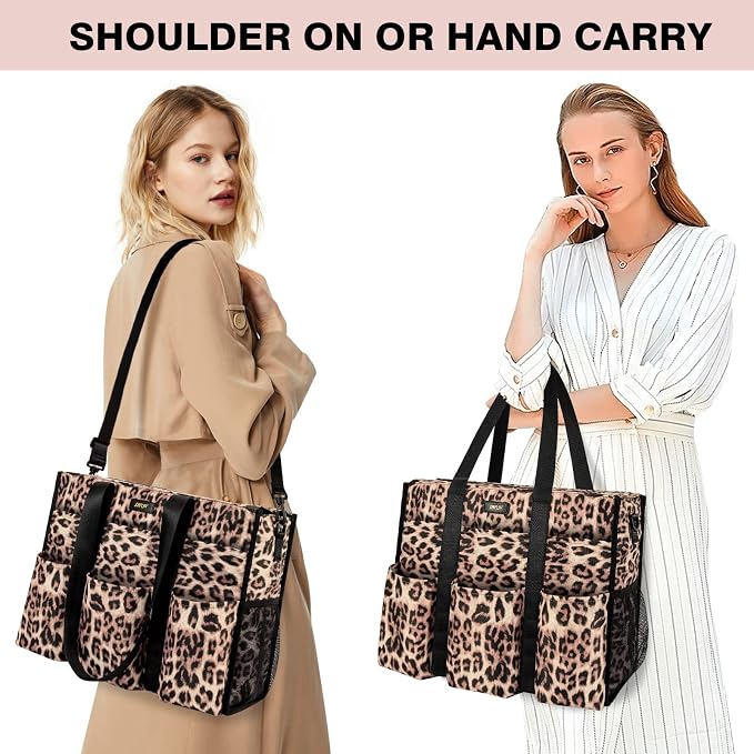 IBFUN Utility Tote Bag with 24 Pockets, Large Teacher Travel Tote for Women | Large Work Tote Bag 2pcs with Zipper for Travel Daily School Teacher Nurse, Large Lightweight Laptop Shoulder Bag Handbag - Image 4