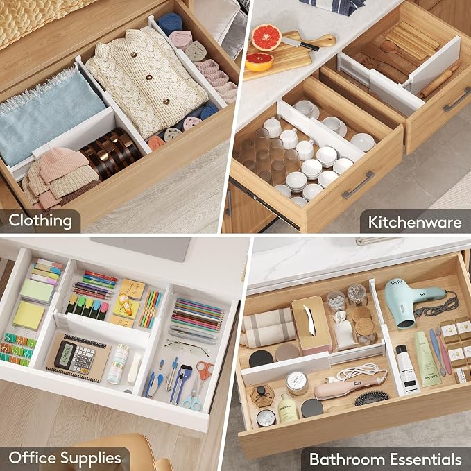 Lifewit 5" Tall Upgrade Drawer Dividers, Adjustable Deep Drawer Organizer | 16 Pack 13.5"-22" Expandable White Drawer Separator for Clothes, Dresser/Kitchen/Closet/Bedroom/Office Organization & Storage - Image 8