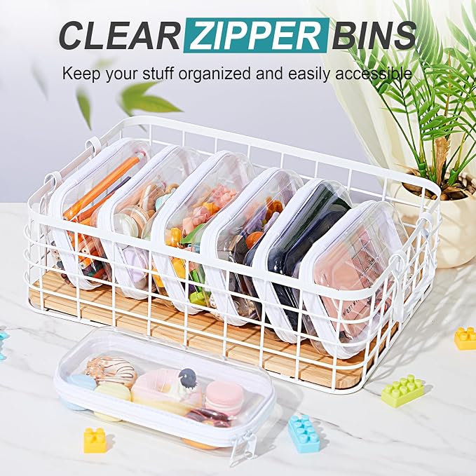 20 Pcs Clear Hard Zipper Case Bulk Hard Shell Plastic Pouch Transparent Double Zippers Toy Storage Organizer Bins for Building Blocks, Puzzles, Cosmetics(7.48 x 2.94 x 2 Inch) - Image 6