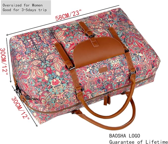 Oversized Pretty Women's Travel Duffel Bag 52L Weekend bag Weekender Overnight Carry on Luggage HB-15 (HS) - Image 3