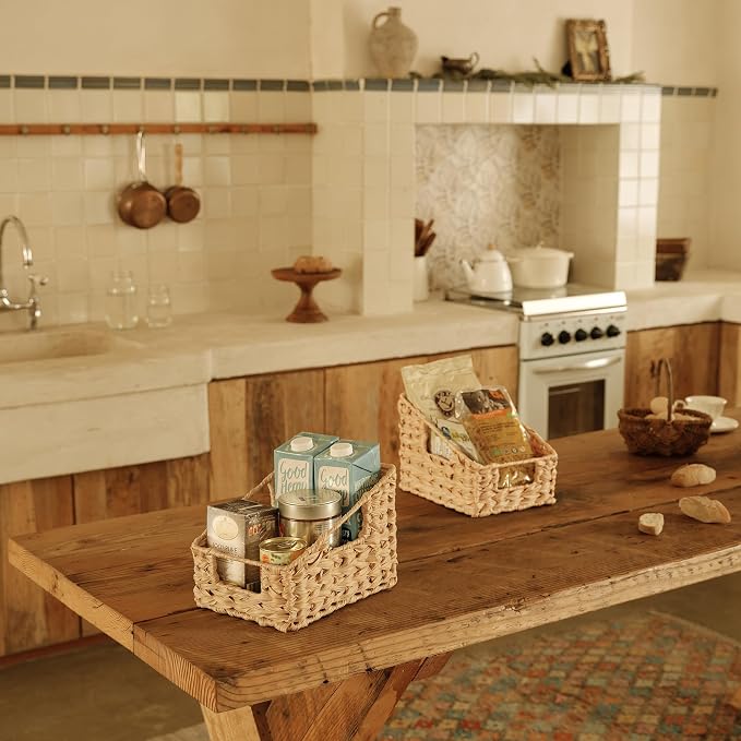 GRANNY SAYS Wicker Baskets for Organizing, Small Woven Storage Baskets | Wicker Storage Baskets for Pantry, Open Front Basket for Shelves, Kitchen Storage Baskets, Decorative Basket for Home Decor - Image 4