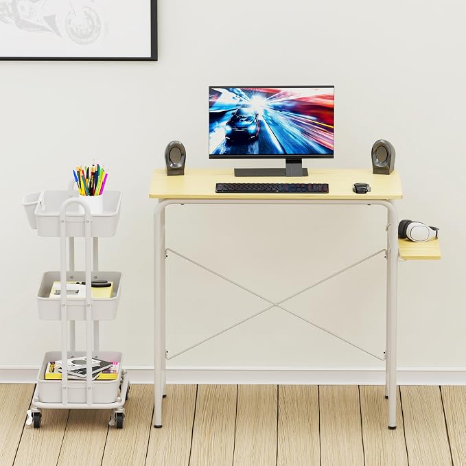 Simple Houseware 3-Tier Rolling Utility Cart with Hanging Bucket, White | Storage for Bathroom, Kitchen, Office, Study Room, Nursery Diaper - Image 8