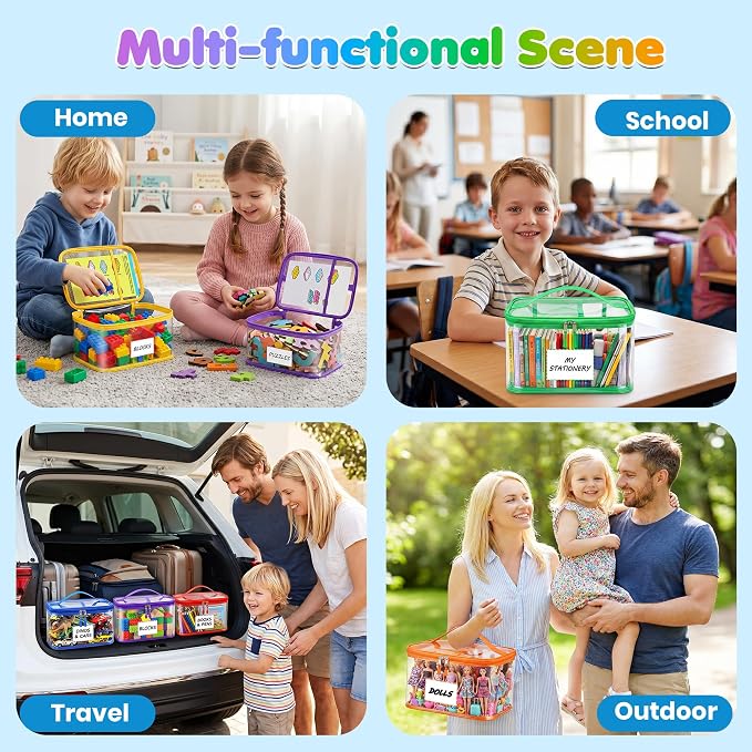 6-Pack Large Clear Toy Storage Bags Transparent Waterproof With Zippers & Labels Durable Reusable Organizer for Blocks,Puzzles & Games - Image 2
