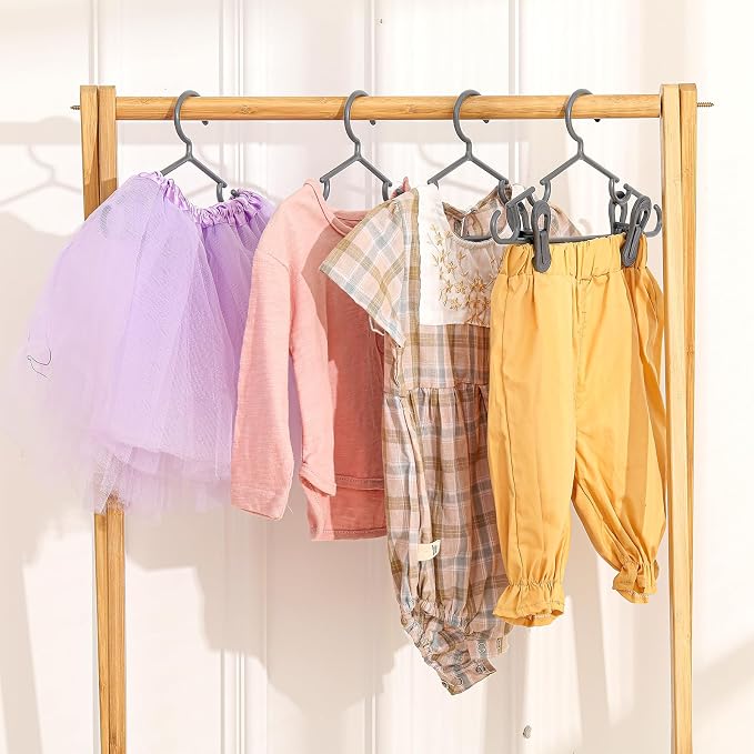 Hsei Baby Hanger with Clip for Pant,15 Packs Total,Gray,10.6 Inch | 5 Kids Plastic Hanger with 10 Clips for Newborn, Nursery, Daycare, Preschool, Closet, Wardrobe Organizer for Baby Shower - Image 5