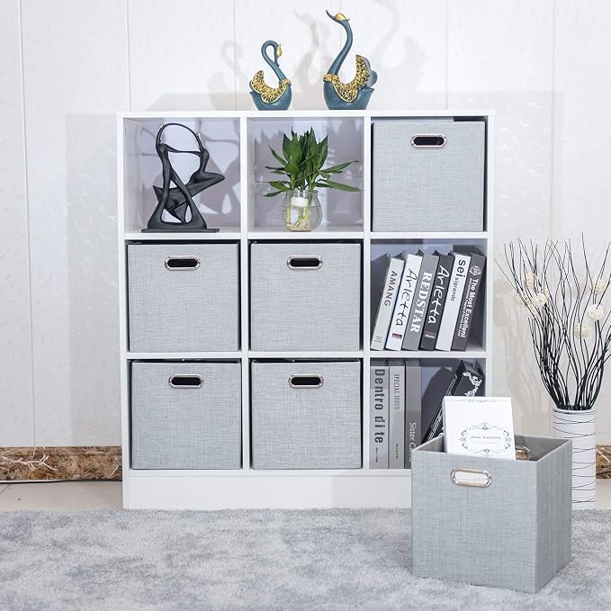 Posprica 11 Inch Cube Storage Bins for Organization, Fabric Storage Cubes Closet Storage Bins for Cube Organizer, Thick and Heavy Duty Storage Baskets for Shelves, 4pcs, Sliver Grey - Image 8