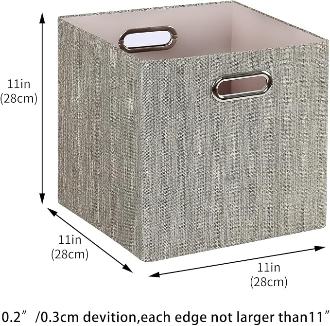 Posprica Storage Bins,11×11 Foldable Storage Cubes Boxes Container Closet Organizer Shelf Cabinet Bookcase,Thick Fabric Drawer Container - 4pcs,Coffee - Image 4