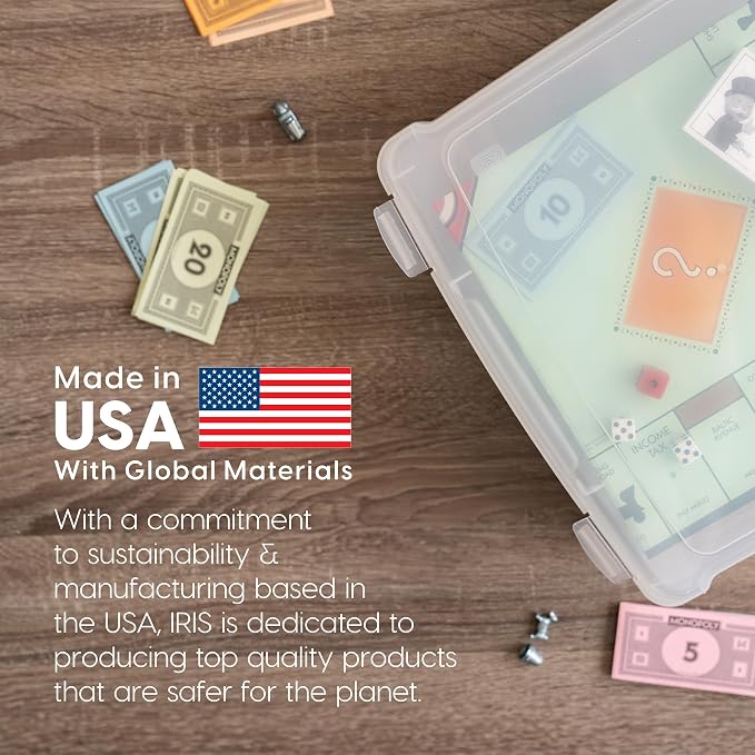 IRIS USA Board Game Storage |Made in USA| Slim Craft Case (4-Pack) - Clear | Fits 8.5" x 11" & A4 Paper, Organizers with Built-In Handle & Snap-Tight Lids, Containers for Puzzles, Art & Scrapbooking - Image 10