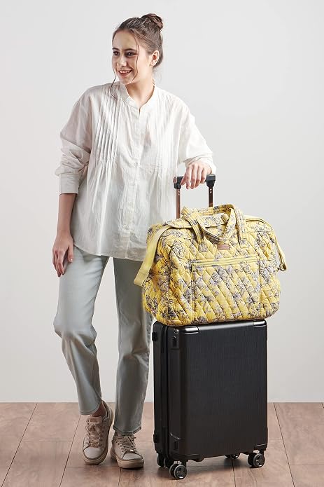 Maison d' Hermine Weekender Bags for Women Cotton Quilted Duffel Overnight Luggage Weekend Bag for Men Gym Gifts Travel | Overnight Luggage Weekend Bag for Men Gym Sports Gifts Duffle bag Business Travellers Trip Spring Summer - Image 3
