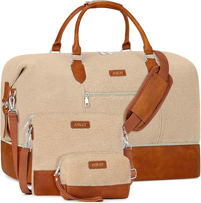 ITIEZY Weekender Bag for Women 21.5" Travel Duffel Large Carry On Bag 3PCS | Nylon Duffel Bag with Waterproof Shoe Compartment, Crossbody Bag and Toiletry Bag, Travel Weekend Hospital Overnight Gym Bag by ITIEZY