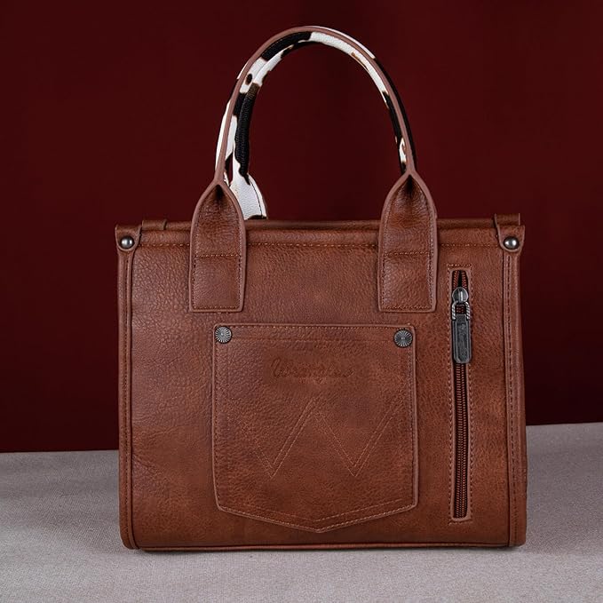 Montana West × Wrangler Tote Bag for Women Western Cow Print Purse Designer Top Handle Handbags - Image 3