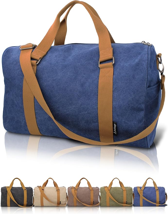 Travel Duffel Bag - 40L Weekender Carry-On, CanBoss (Navy) | Spacious 40L canvas weekender duffle for women & men - gym, travel and carry-on bag with trolley sleeve and 6 pockets by Unknown