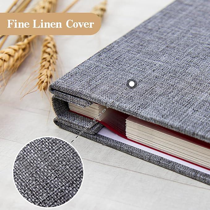 Self Adhesive Photo Album 40 Pages, Linen cover, Gray | Photo Album Self Adhesive 4x6 5x7 8x10 Pictures, Linen Cover DIY Scrapbook Albums for Family, Wedding, Baby, Anniversary - Image 5