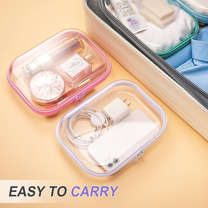 Sanwuta 6 Clear Hard Zipper Case,Assorted Color,7.87 X 5.9 X 2 Inch | Pencil Case Pouches ,Makeup Bag,Plastic Toiletry Diaper Bag ,Travel Toy Storage,Waterproof Organizer Bins - Image 5