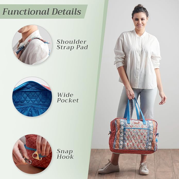Maison d' Hermine Weekender Bags for Women Cotton Quilted Duffel Overnight Luggage Weekend Bag for Men Gym Gifts Travel | Overnight Luggage Weekend Bag for Men Gym Sports Gifts Duffle bag Business Travellers Trip Spring Summer - Image 5