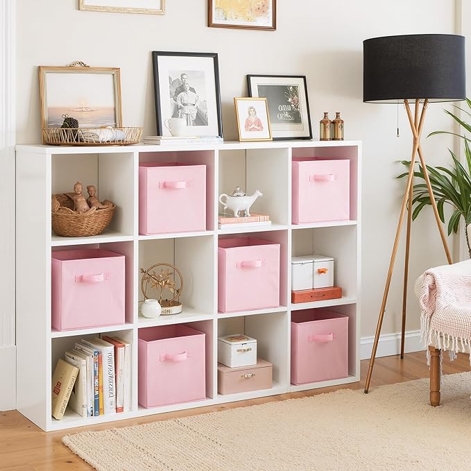 Cupic Cupid 6-Pack 11x11 Storage Cubes, Cube Storage Organizer, Pink | Foldable, Reinforced Front Handle, Holds Clothes, Toys, Blankets and More, Fits Closet, Cube Shelves, Nursery, Bedroom - Image 5